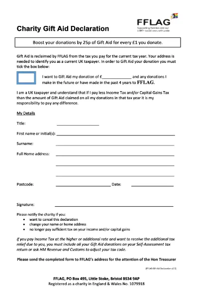 Gift Aid Form Gift Aid Form
