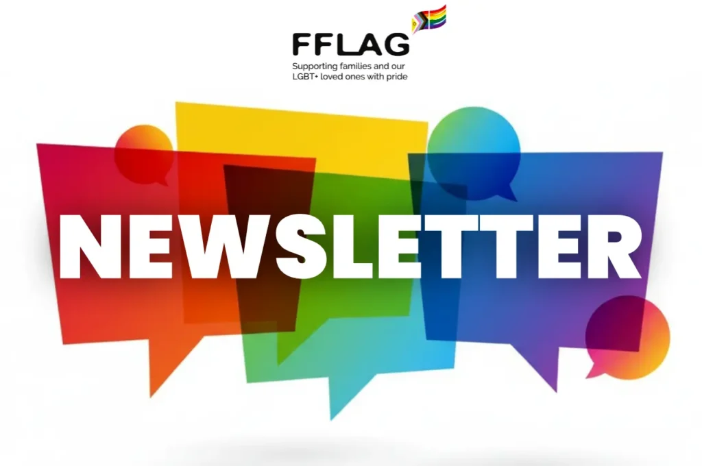 FFLAG Newsletter with colourful speech bubbles